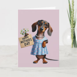 Cartão Dia das Mães Adorável Dachshund 