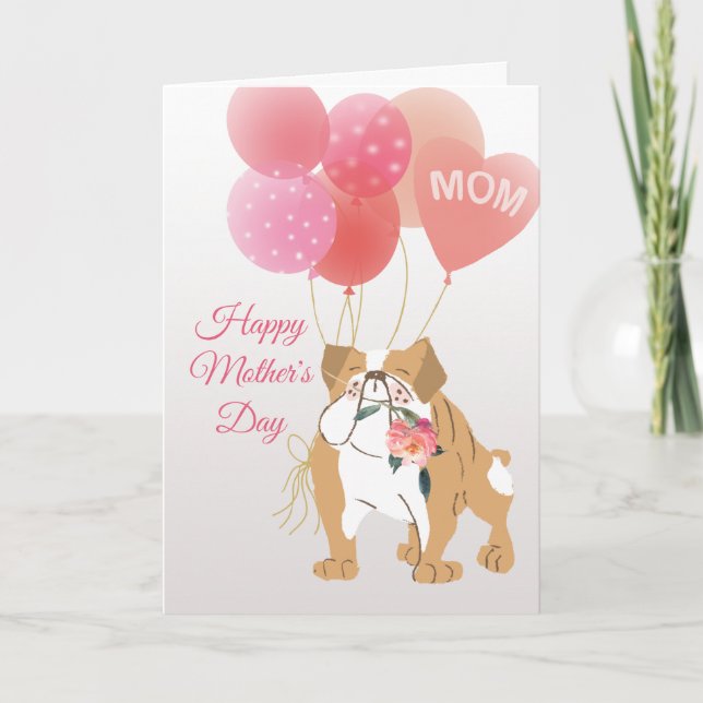 Cartão Dia das Mães Amor do Seu Doce Cachorro Bulldog (Frente)