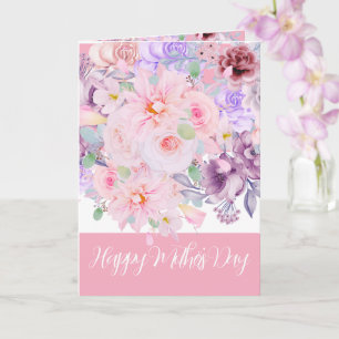 Cartão Dia das Mães Bouquet Floral Vibrante Aquarela