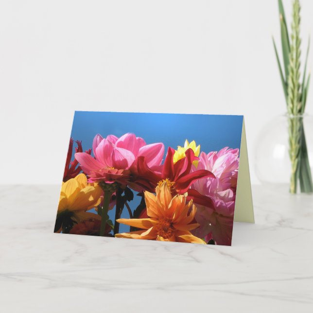 Cartão Dia das mães brilhante das dálias (Frente)