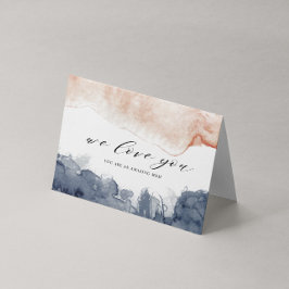 Cartão Dia das Mães com Lavagem de Aquarela Rosa e Azul