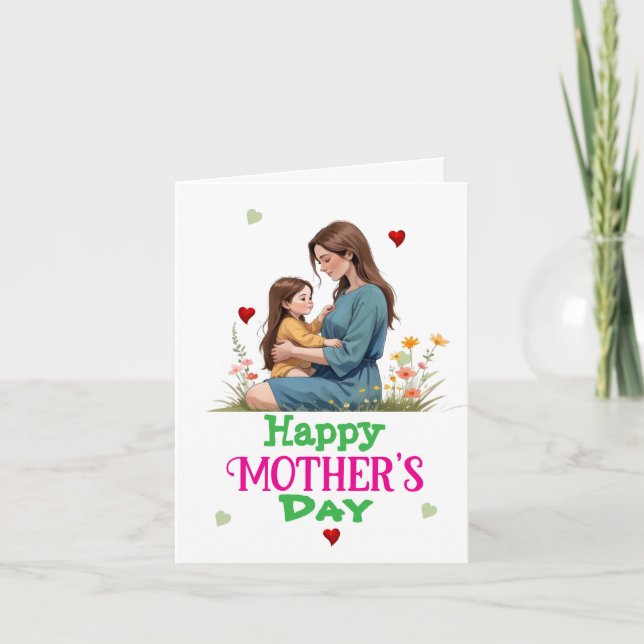 Cartão Dia das Mães com mãe solteira  (Frente)