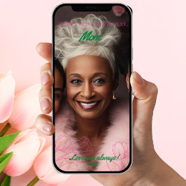 Cartão Dia das Mães com Tulipas Florais Digitais de 2 Fot