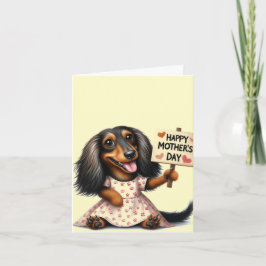 Cartão Dia das Mães Dachshund Animado 