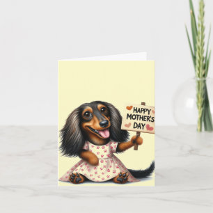 Cartão Dia das Mães Dachshund Animado 