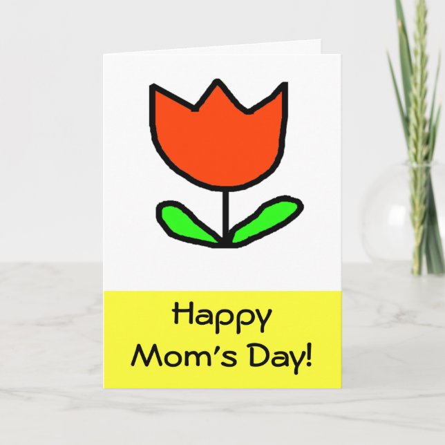 Cartão Dia das Mães de Tulipas Vermelhas (Frente)