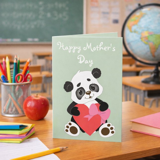 Cartão Dia das Mães do Panda Adorável (Criador carregado)