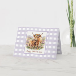 Cartão Dia das Mães em Xadrez Lavanda Personalizado com V