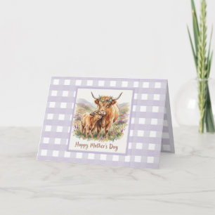 Cartão Dia das Mães em Xadrez Lavanda Personalizado com V