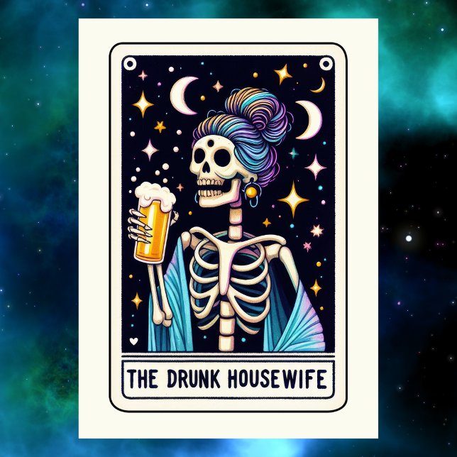 Cartão Dia das Mães Esqueleto A Tarot da Dona de Casa Bêb (Mother's Day Skeleton The Drunk Housewife Tarot Card
)