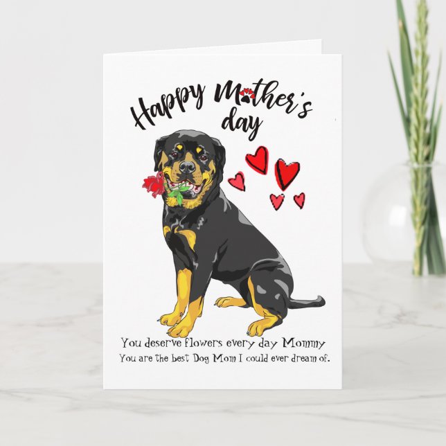 Cartão Dia das mães feliz de seu Rottweiler Loving (Frente)