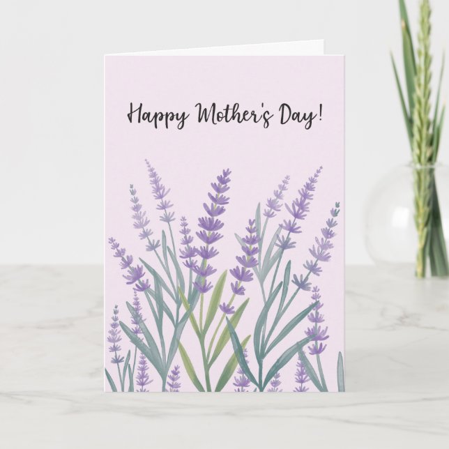 Cartão Dia das Mães Feliz Flor de Lavanda Roxa (Frente)