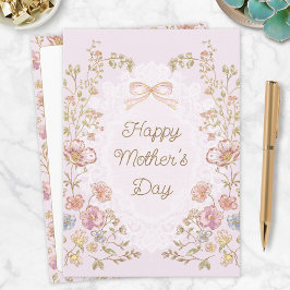 Cartão Dia das Mães Feliz Floral Elegante Personalizado