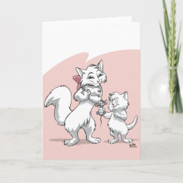 Cartão Dia das mães feliz!! Gato e gatinho da mãe