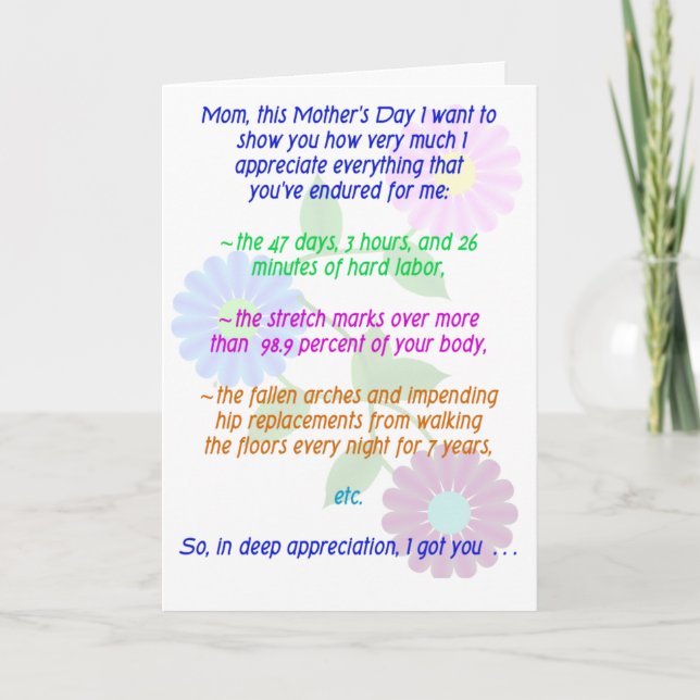 Cartão Dia das mães feliz para tudo que você resistiu (Frente)