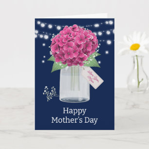 Cartão Dia das Mães Floral Azul Rosa Bonito