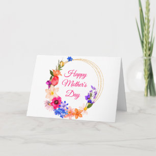 Cartão Dia das Mães Floral de Flores Silvestres Rosa