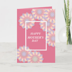 Cartão Dia das Mães Floral Rosa Azul Branco Lindíssimo