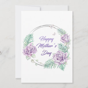 Cartão Dia das Mães Floral Roxo Personalizado Feliz