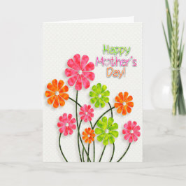 Cartão Dia das mães - flores brilhantes do divertimento