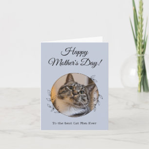 Cartão Dia das Mães Foto Gato Mãe Melhor do Mundo Animal