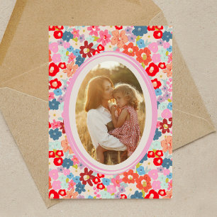 Cartão Dia das Mães Foto Personalizada Jardim Floral Bril