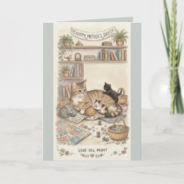 Cartão Dia das Mães Gato e Gatinhos