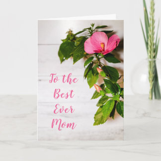 Cartão Dia das Mães Hibisco Rosa Melhor Mãe de Todas