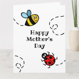 Cartão Dia das Mães Joaninha Personalizada + Abelha