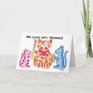 Cartão Dia das Mães Mamãe Gata e Gatinhos