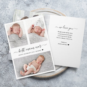 Cartão Dia das Mães Moderno com Múltiplas Fotos Dobrável