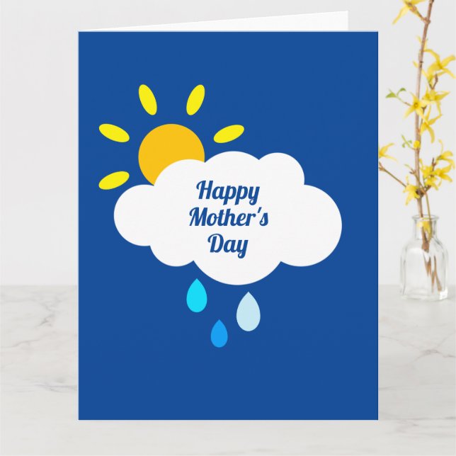 Cartão Dia das Mães Personalizado com Nuvem, Chuva e Sol (Flor Amarela)