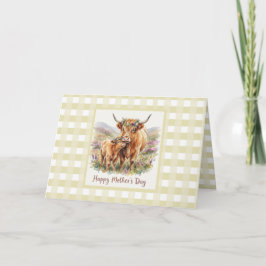 Cartão Dia das Mães Personalizado Sage Highland Cow Gingh