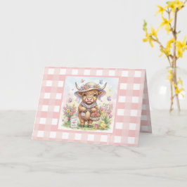 Cartão Dia das Mães Personalizado Vaca Rosa Xadrez