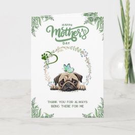 Cartão Dia das Mães Pug Bonito Personalizável