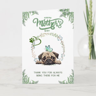 Cartão Dia das Mães Pug Bonito Personalizável