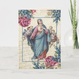 Cartão Dia das Mães Religiosas Virgem Maria Bendita Anjos