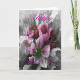 Cartão Dia das Mães Rosa e Flor Verde