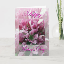 Cartão Dia das Mães Rosa e Flor Verde
