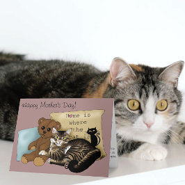 Cartão Dia das Mães Rosa Tabby Aconchegante
