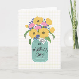 Cartão Dia das Mães Sobrinha com Pote de Mason de Flores 