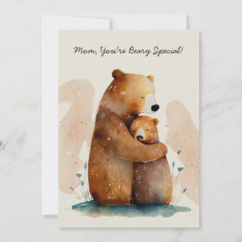 Cartão Dia das Mães Ursinho Mamãe Aquarela