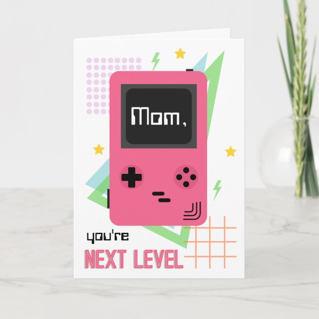 Cartão Dia das Mães Video Game Rosa Retrô 90 (Frente)