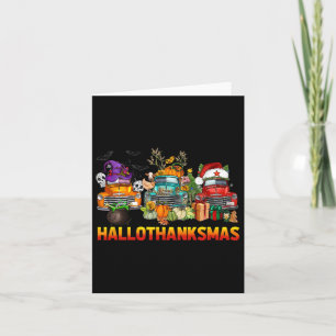 Cartão Dia de Ação de Graças de Hallothanksmas Trucks