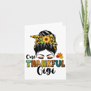 Cartão Dia de Ação de Graças de Leopard Messy Bun Queda U