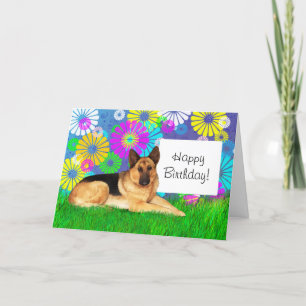 Cartão Dia de Aniversário do Cão german shepherd