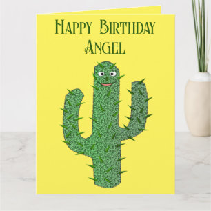 Cartão Dia de Aniversário Personalizado do Cactus Feliz M