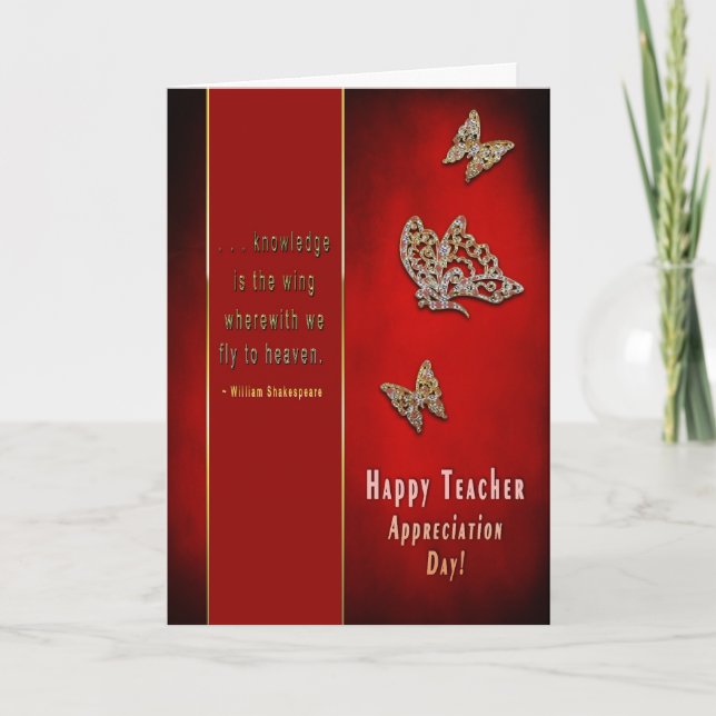 Cartão Dia de Apreciação do Professor - Citação de Shakes (Frente)