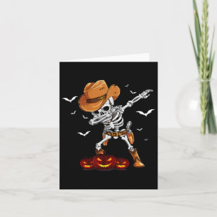 Cartão Dia de as Bruxas engraçado Dabbing Skeleton Cowboy
