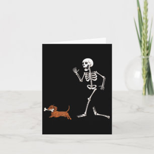 Cartão Dia de as Bruxas engraçado Dachshund E Esqueleto